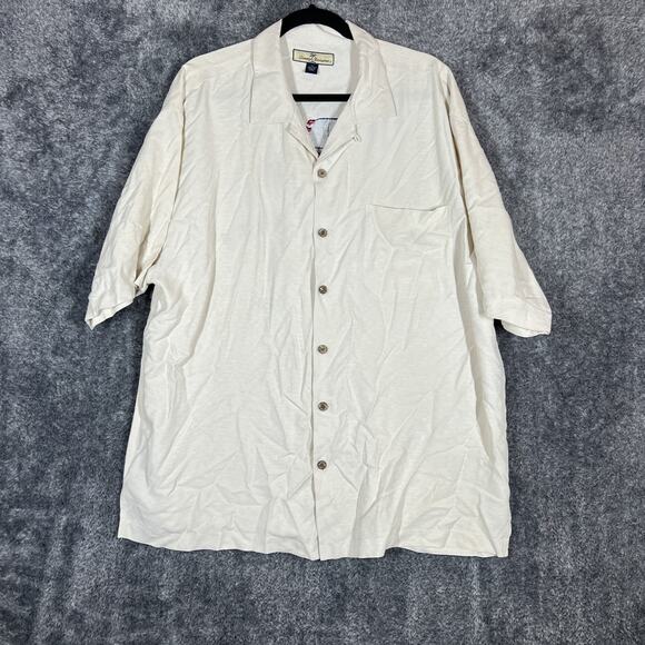 Tommy Bahama Other - Tommy Bahama Shirt Mens XL White Silk Embroidered USA Flag Shaken But Undeterred